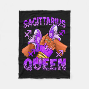 Sagittarius girl zodiac birthday afro queen fleece blanket