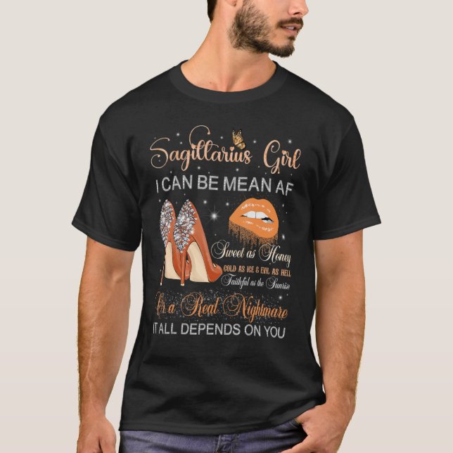 Sagittarius Girl Zodiac Birthday High Heels Drippi T-Shirt (Front)