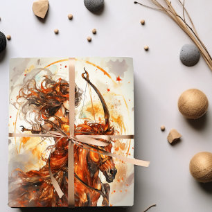 sagittarius girl zodiac birthday wrapping paper sheet