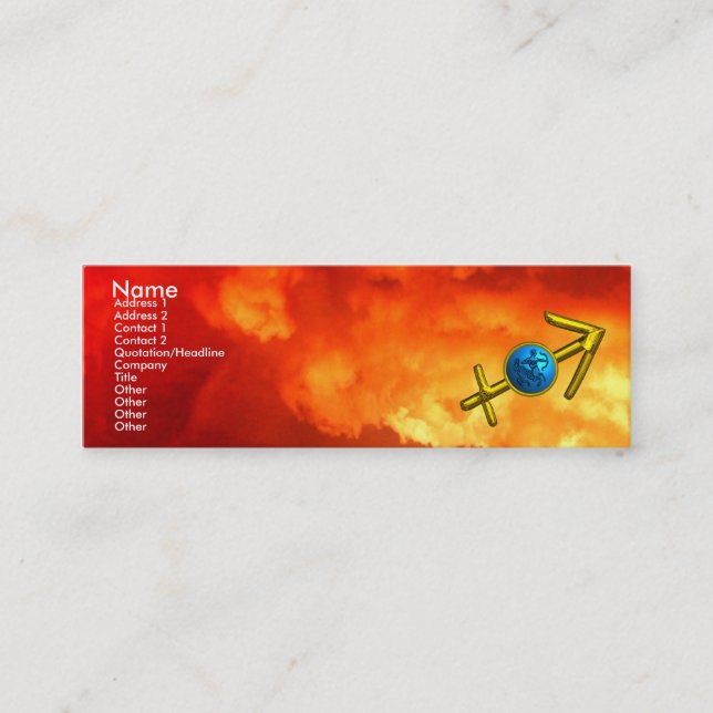SAGITTARIUS Gold Blue Zodiac Birthday Jewel Red Mini Business Card (Front)