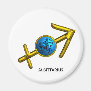 SAGITTARIUS,GOLD BLUE ZODIAC BIRTHDAY SIGN MAGNET