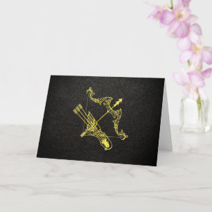 Sagittarius Gold on Leather Card