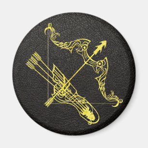Sagittarius Gold on Leather Magnet
