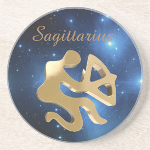 Sagittarius golden sign coaster