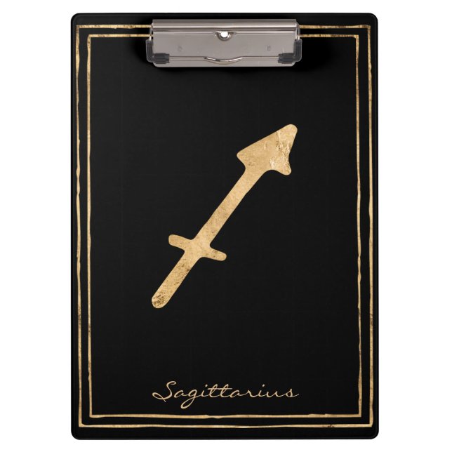 Sagittarius hammered gold stylised astrology clipboard (Front)
