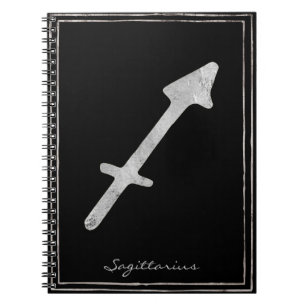Sagittarius hammered silver stylised astrology notebook