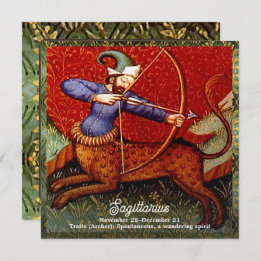 Sagittarius Horoscope Zodiac Mediaeval Art Birthda Invitation