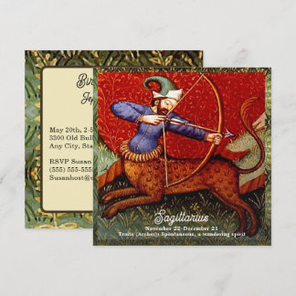 Sagittarius Horoscope Zodiac Mediaeval Art Birthda Invitation