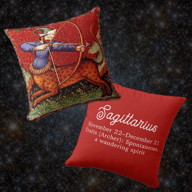 Sagittarius Horoscope Zodiac Mediaeval Artwork Cushion (Creator Uploaded)