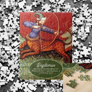 Sagittarius Horoscope Zodiac Mediaeval Vintage SM Jigsaw Puzzle