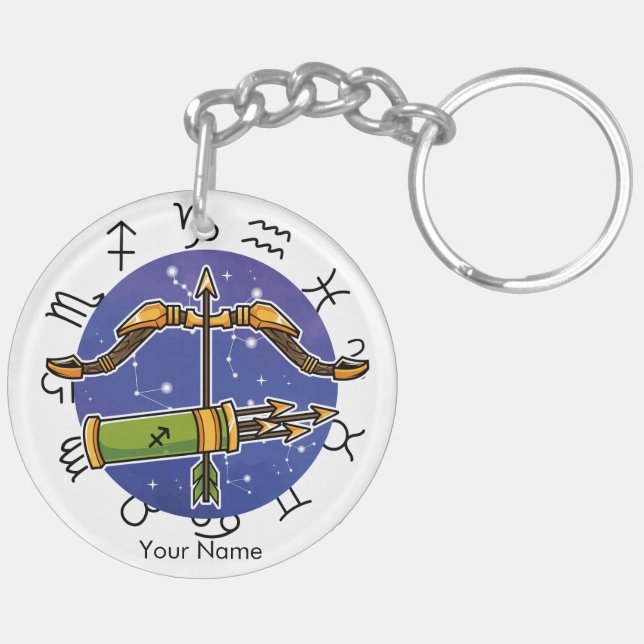 Sagittarius & Leo Zodiac Acrylic Keychain (Back Right)
