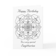 Sagittarius Mandala: Colour your own Birthday Card