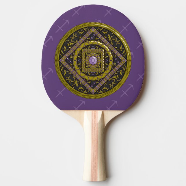 Sagittarius Mandala Ping Pong Paddle (Front)