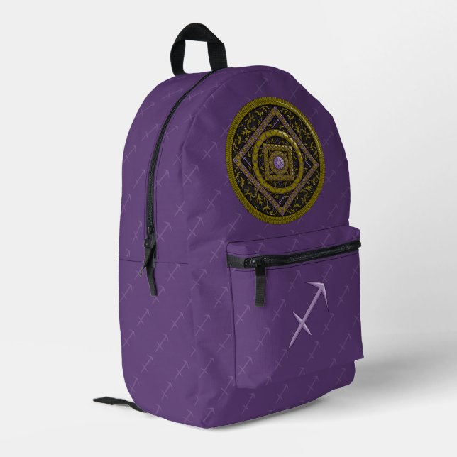 Sagittarius Mandala Printed Backpack (Back Corner Left)