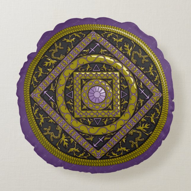 Sagittarius Mandala Round Pillow (Front)
