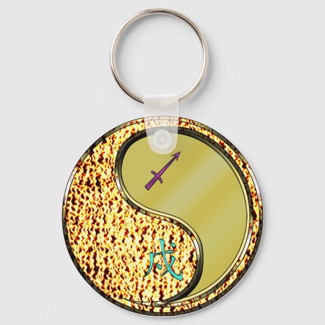 Sagittarius & Metal Dog Key Ring (Front)