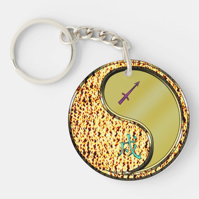 Sagittarius & Metal Dog Key Ring (Front)