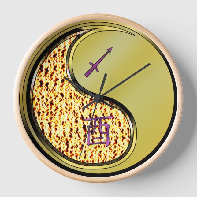 Sagittarius & Metal Rooster Clock (Front)