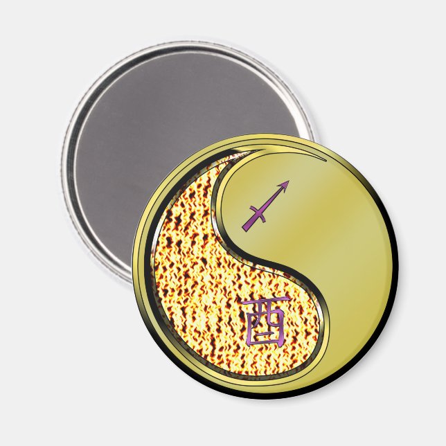 Sagittarius & Metal Rooster Magnet (Front/Back)