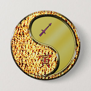 Sagittarius & Metal Tiger 7.5 Cm Round Badge