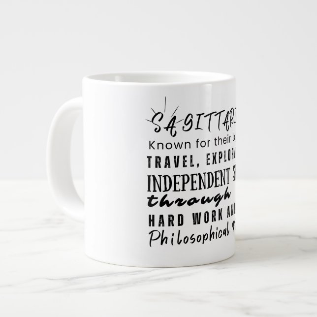 Sagittarius Motivational Quotes Zodiac Sign  Large Coffee Mug (Front Left)