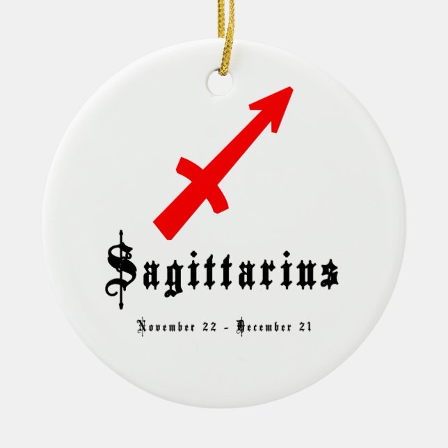 Sagittarius, November 22 - December 21 Ceramic Tree Decoration (Front)