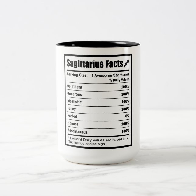 Sagittarius Nutrition Facts  Two-Tone Coffee Mug (Center)