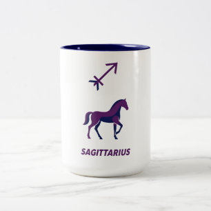 Sagittarius Purple Geometric Stallion Two-Tone Coffee Mug