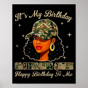 Sagittarius Queen Black Woman With Cap Camo Afro G Poster