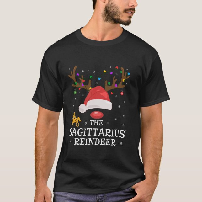 Sagittarius Reindeer Zodiac Sign Christmas Astrolo T-Shirt (Front)