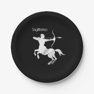 Sagittarius Silver Archer Zodiac Paper Plate