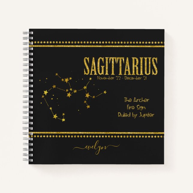Sagittarius Star Zodiac Sign Notebook (Front)
