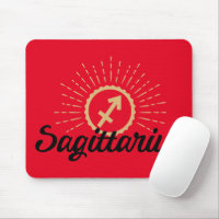 Sagittarius Starburst Symbol Red Mouse Pad