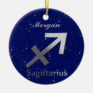 Sagittarius Sun Sign Symbol with Name Ceramic Ornament