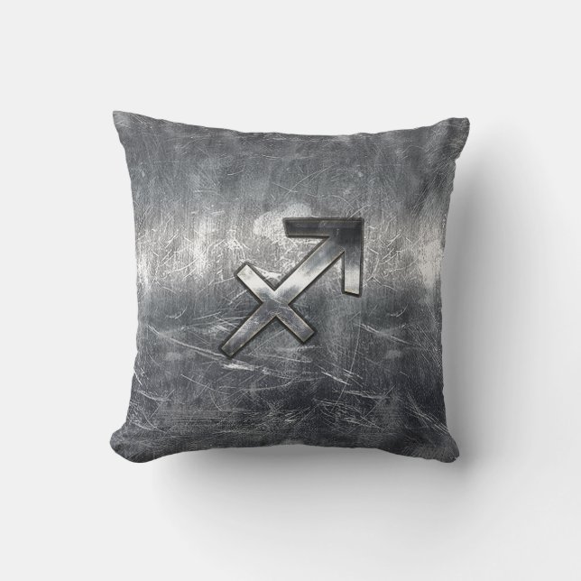 Sagittarius Symbol Grunge Distressed Steel Style Cushion (Front)
