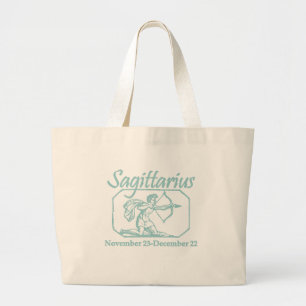 Sagittarius Teal Large Tote Bag