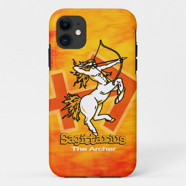 Sagittarius The Archer zodiac fire orange Case-Mate iPhone Case (Back)