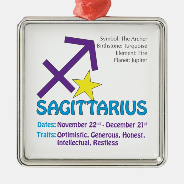 Sagittarius Traits Square Ornament (Front)