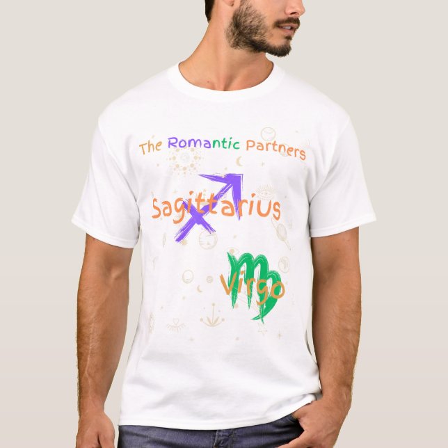 Sagittarius Virgo Couple Zodiac T-Shirt (Front)