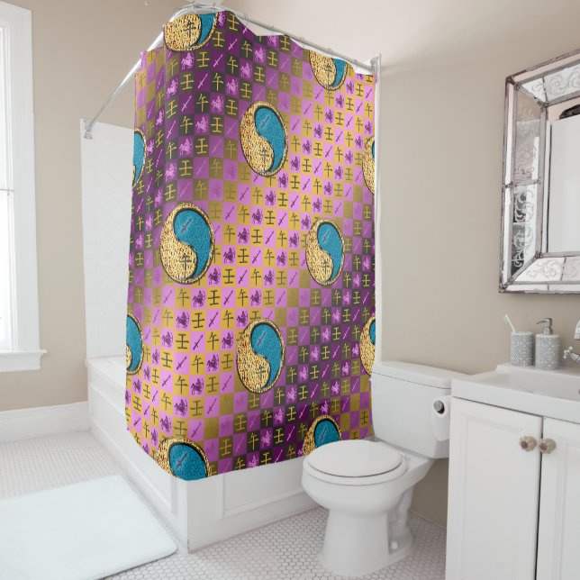 Sagittarius & Water Horse Shower Curtain (In Situ)