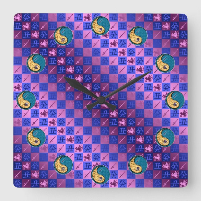 Sagittarius & Water Ox Square Wall Clock (Front)