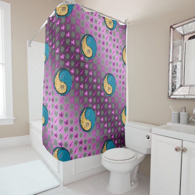 Sagittarius & Water Rabbit Shower Curtain (In Situ)