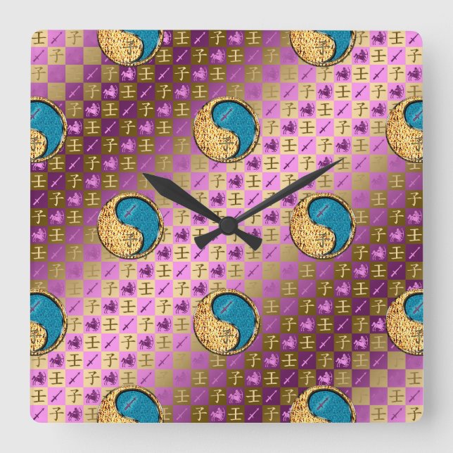 Sagittarius & Water Rat Square Wall Clock (Front)