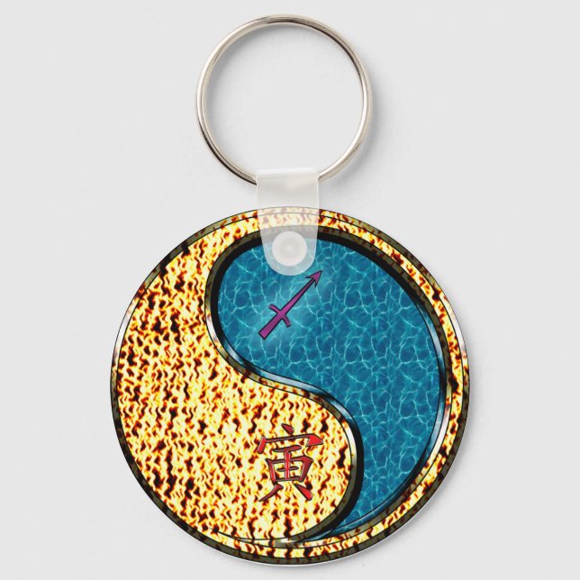 Sagittarius & Water Tiger Key Ring (Front)