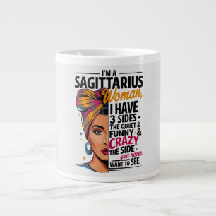 Sagittarius Woman with Three Sides Funny Gift  Large Coffee Mug