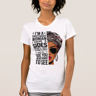 Sagittarius Woman with Three Sides Funny T-Shirt