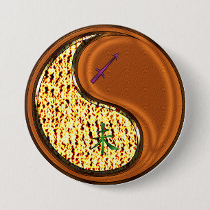 Sagittarius & Wood Goat 7.5 Cm Round Badge