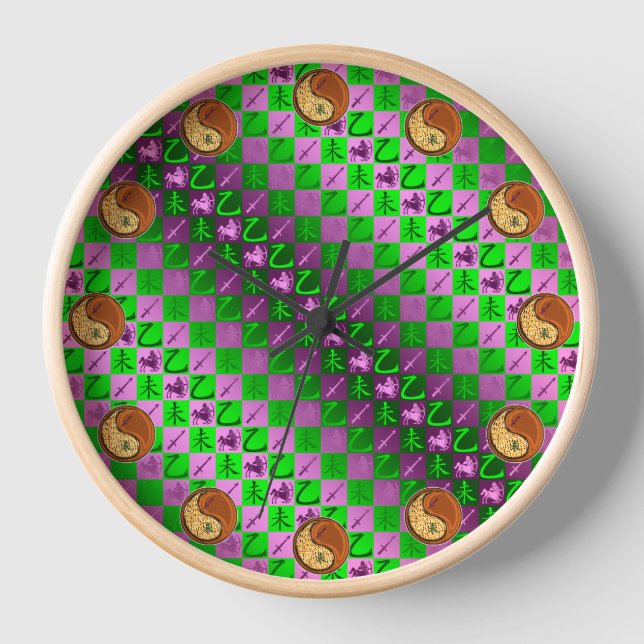 Sagittarius & Wood Goat Clock (Front)