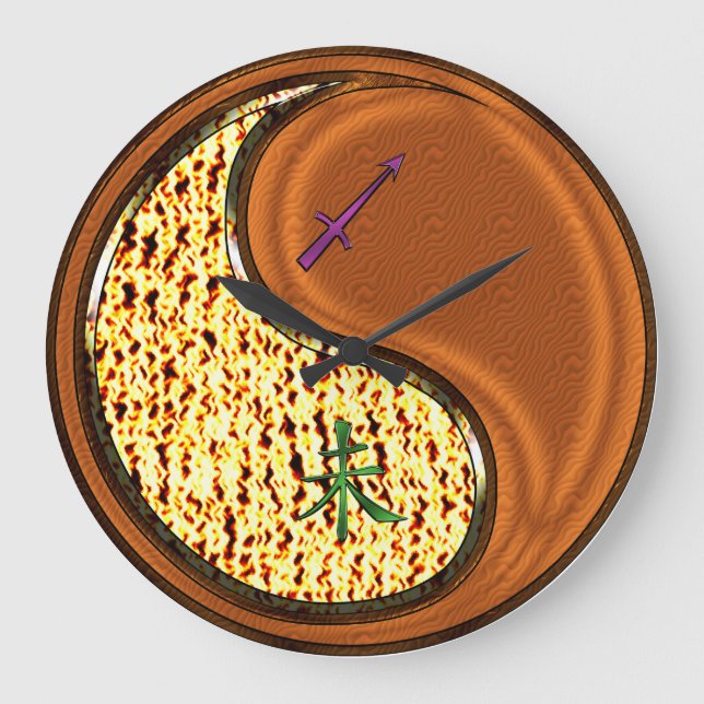 Sagittarius & Wood Goat Large Clock (Front)