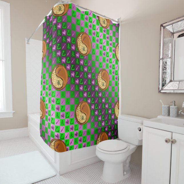 Sagittarius & Wood Goat Shower Curtain (In Situ)